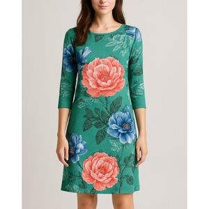 Nally & Millie 🇺🇸 Floral Print Long Sleeve Knit Shift Sweater Dress Tunic M